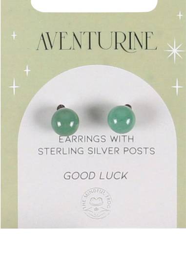 Sterling Silver and Green Aventurine Crystal Ear Studs